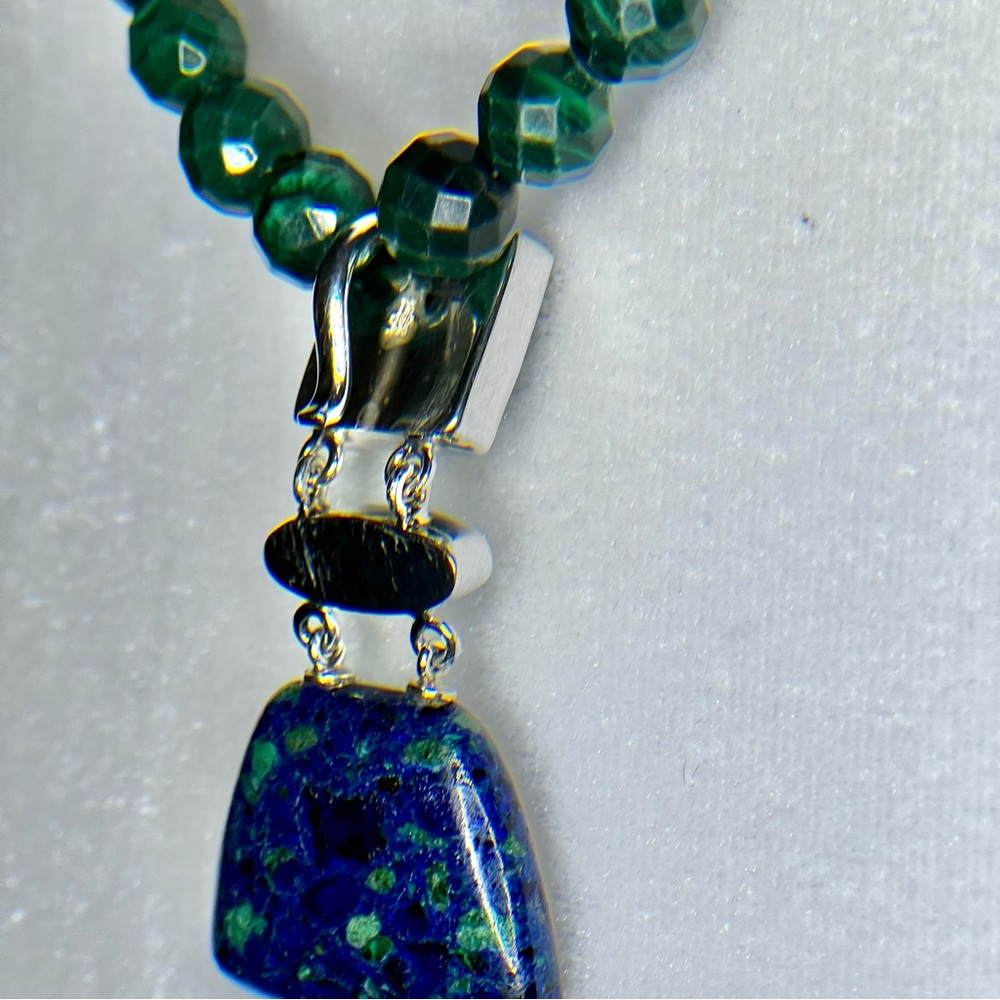 Jay King Sterling Silver Blue Azurite & Green Malachite 18” Necklace & Earrings. - Picture 8 of 16